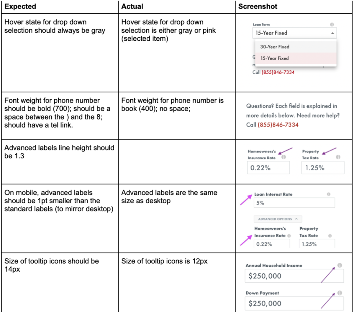 design comments